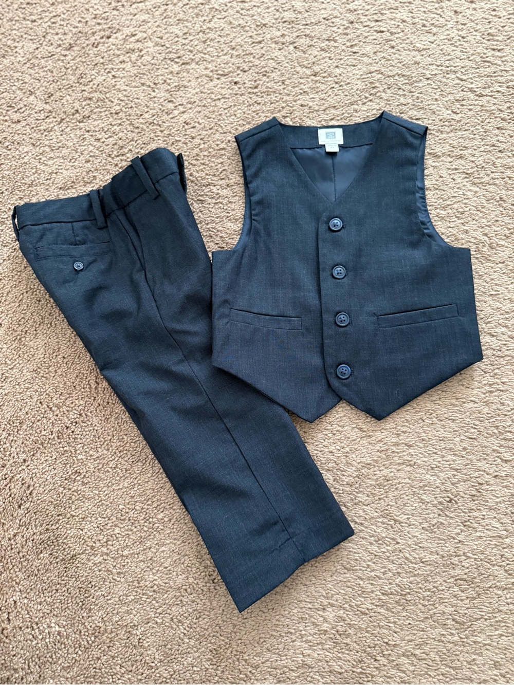 Janie and Jack Boys' Dark Blue Vest & Pants Set